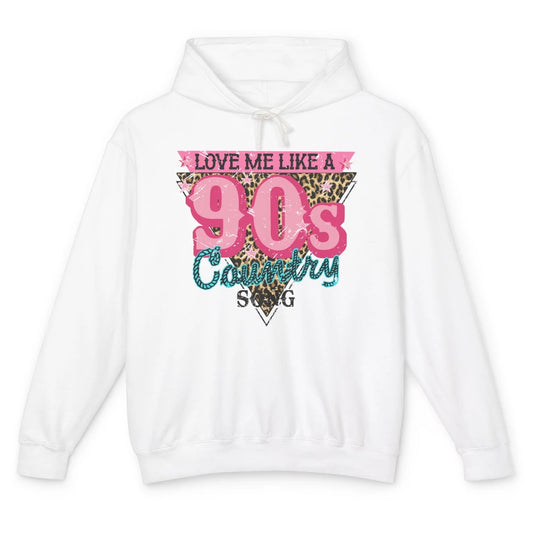 Retro Leopard Love Me Like 90s Country Song Western Cowgirl Unisex Lightweight Hoodie