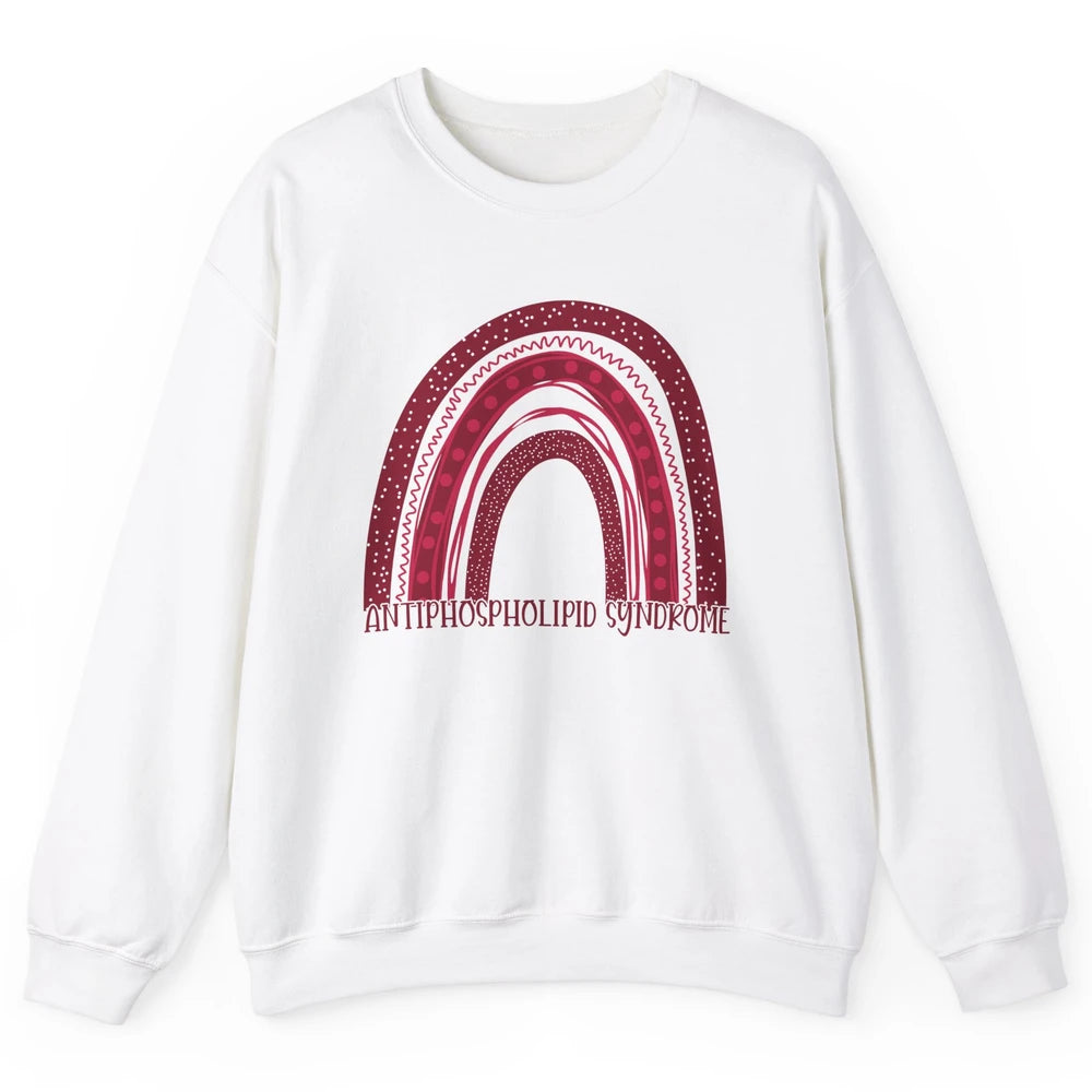 Antiphospholipid Syndrome Awareness APS Burgundy Rainbow Unisex Crewneck Sweatshirt