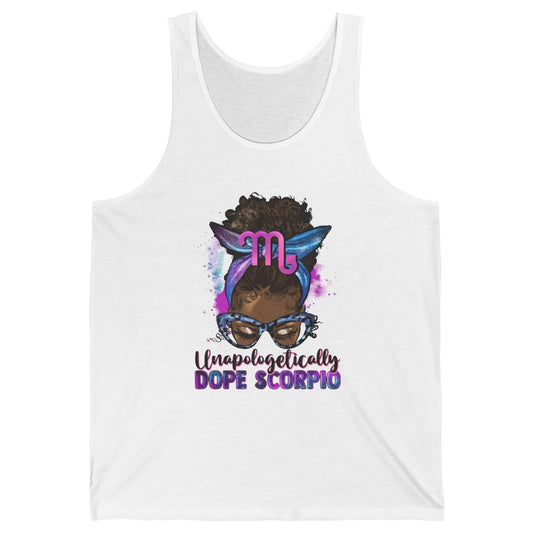 Afro Scorpio Queen Galaxy Horoscope Messy Hair Black Woman Unisex Jersey Tank