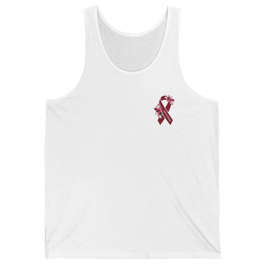 Amyloidosis Awareness Floral Burgundy Ribbon Rainbow Unisex Jersey Tank