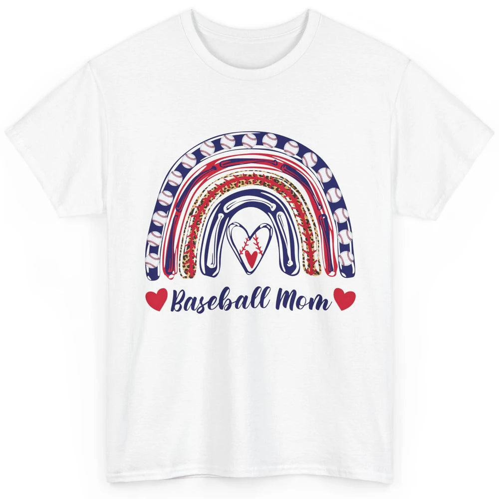 Baseball Mom Leopard Rainbow Proud Baseball Softball Players Classic Unisex T-Shirt