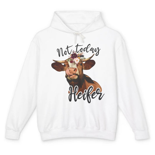 Funny Floral Cow Not Today Heifer Farmers Castle Farming Unisex Lightweight Hoodie