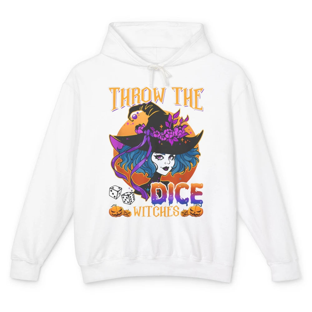 Retro Throw The Dice Witches Bunco Halloween Pumpkin Gothic Unisex Lightweight Hoodie