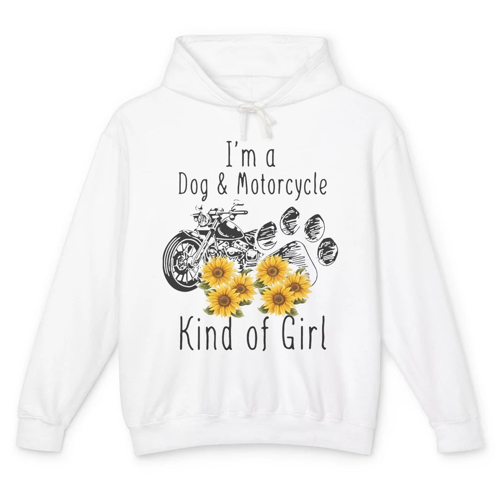 Retro Sunflower Motorbike I'm Dog Motorcycle Kinda Girl Gift Unisex Lightweight Hoodie