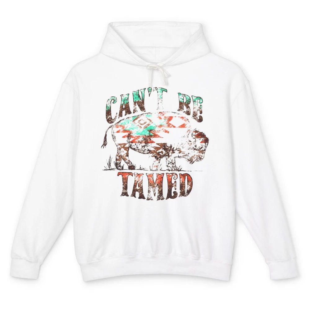 Retro Buffalo Aztec Can't Be Tamed Western Country Highland Unisex Lightweight Hoodie