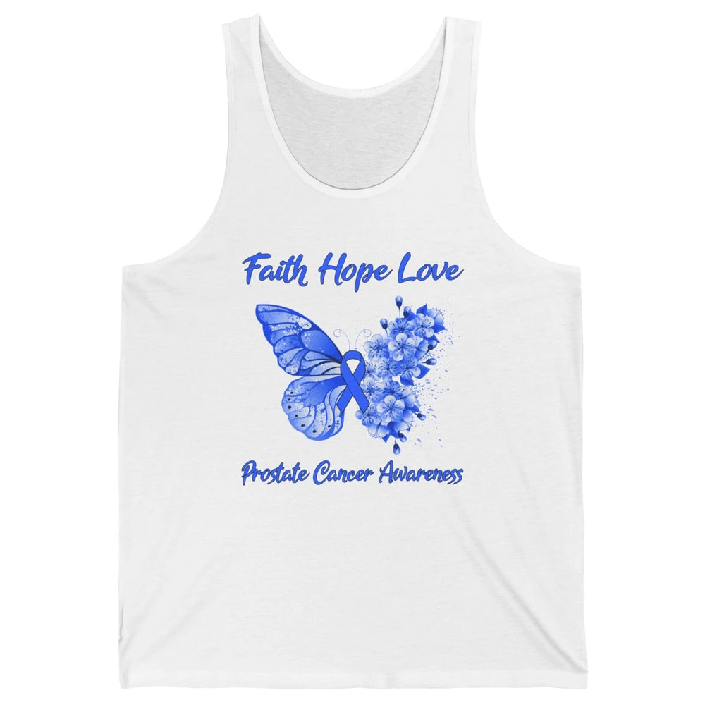 Butterfly Faith Hope Warrior Prostate Cancer Blue Ribbon Unisex Jersey Tank