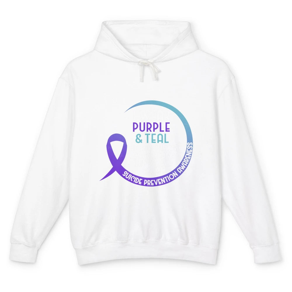 Wear Purple And Teal Ribbon Warrior Suicide Prevention Month Unisex Lightweight Hoodie