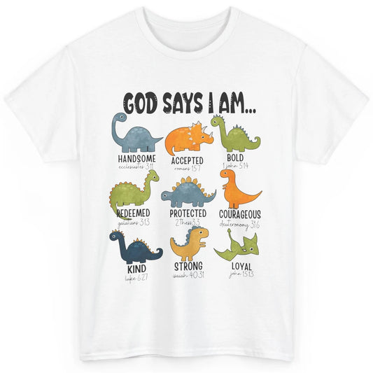 Christian Dinosaurs God Says I Am Bible Verse Kid Girl Boy Classic Unisex T-Shirt