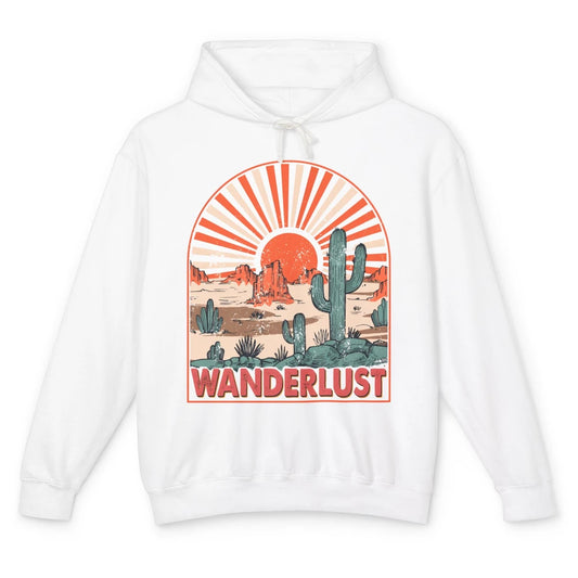 Vintage Desert Sunset Wanderlust Get Lost In Nature Outdoor Unisex Lightweight Hoodie