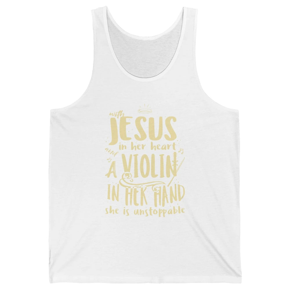 With Jesus Violin Player Retro Violinist Musical Instrument Unisex Jersey Tank