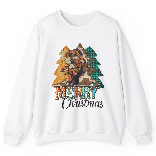 Rodeo Mom Cowgirl Christmas Tree Western Country Cowboy Gift Unisex Crewneck Sweatshirt