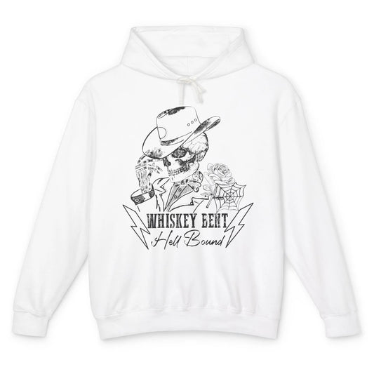 Skeleton Cowboy Whiskey Bent Hell Bound Western Country Unisex Lightweight Hoodie