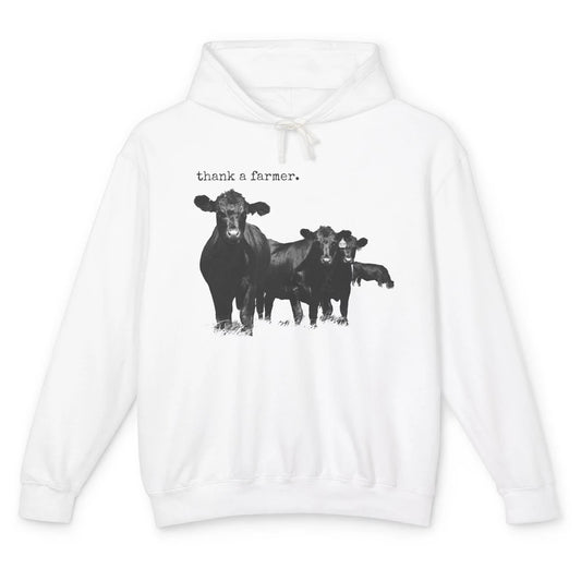 Funny Cow Gang Thank A Farmer Farm Animals Cattles Western Unisex Lightweight Hoodie