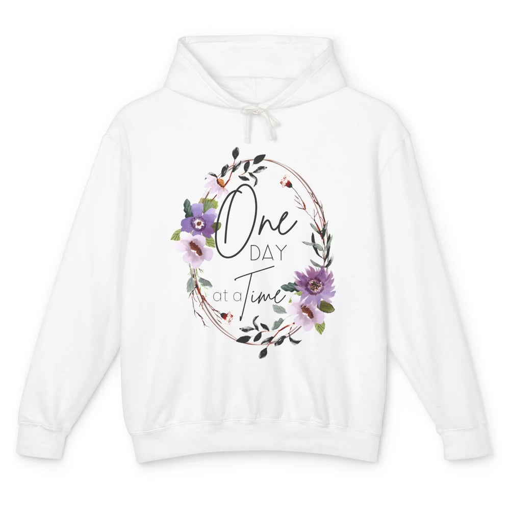 Floral Christian One Day At A Time Bible Verse Religious Unisex Lightweight Hoodie