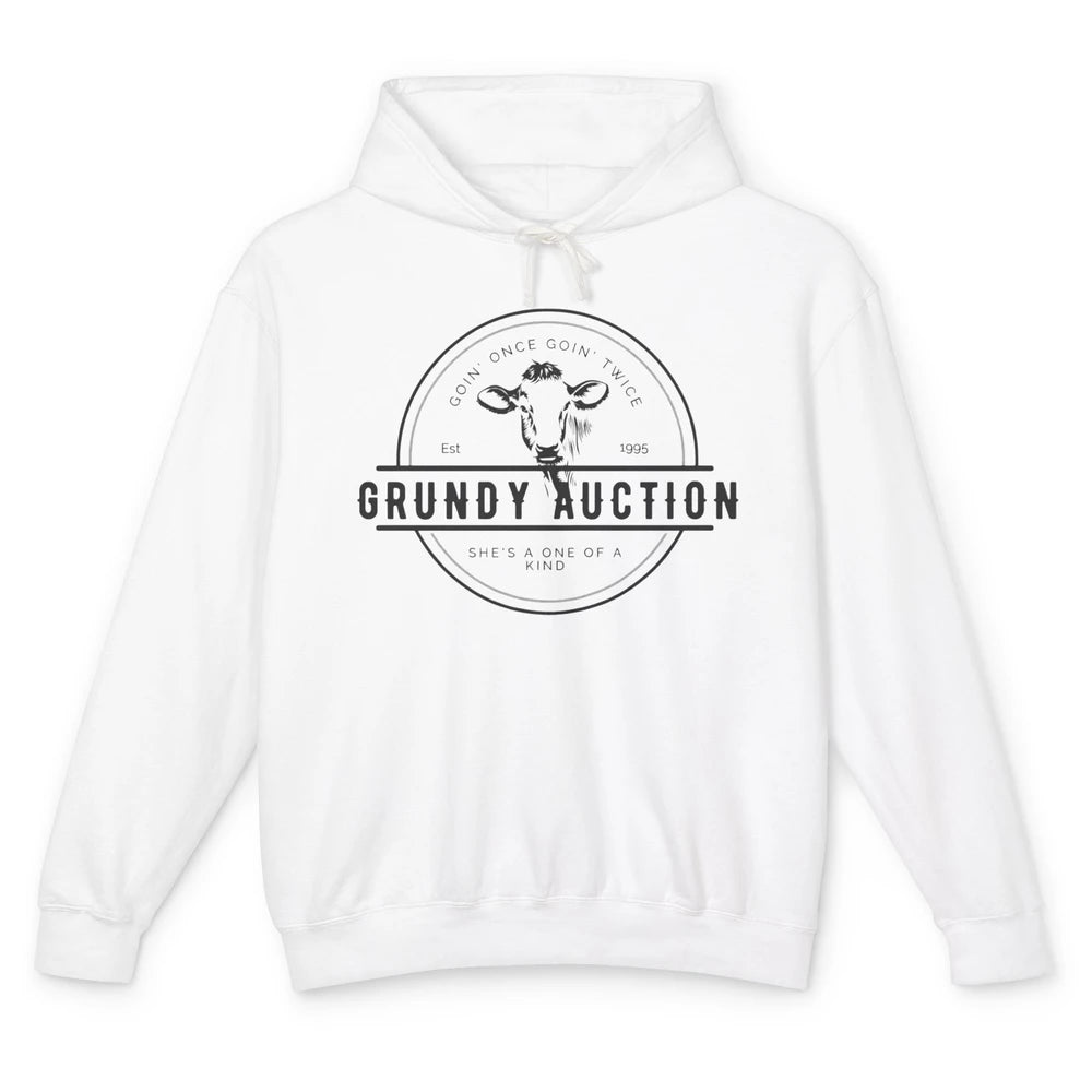 Retro Cow Cattle Grundy County Auction Western Country Farm Unisex Lightweight Hoodie