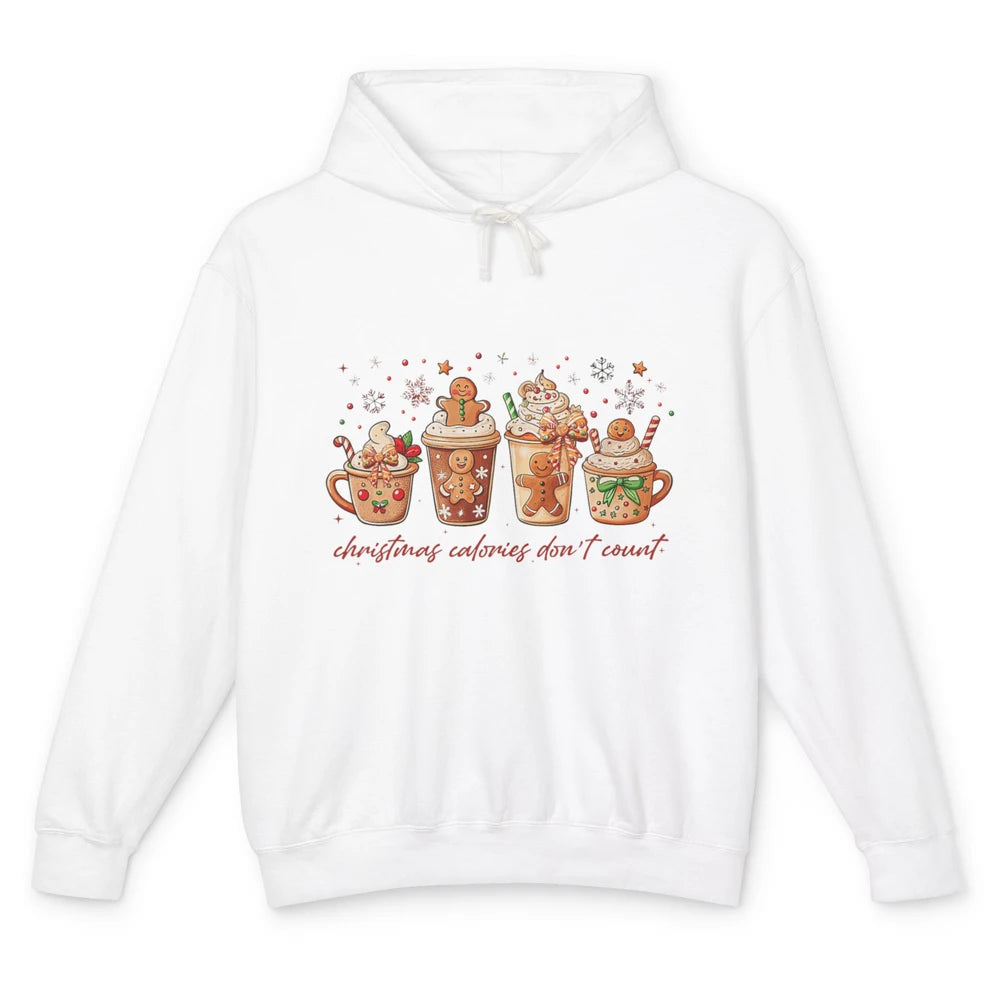 Christmas Calories Not Count Funny Gingerbread Coquette Coffee Xmas Unisex Lightweight Hoodie