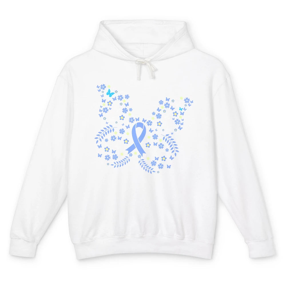 Butterfly Colon Warrior Colorectal Cancer Dark Blue Ribbon Unisex Lightweight Hoodie