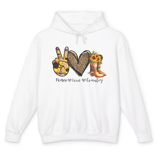 Retro Sunflower Peace Love Country Cowgirl Midwest Girl Boot Unisex Lightweight Hoodie