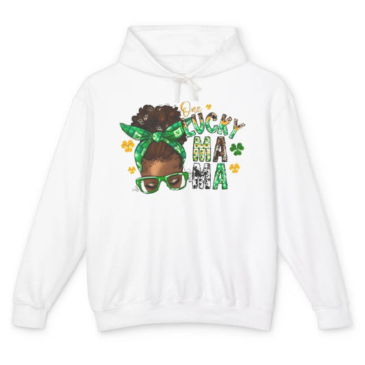 One Lucky Mama Afro Mom St Patrick's Day Black Mother Gift Unisex Lightweight Hoodie