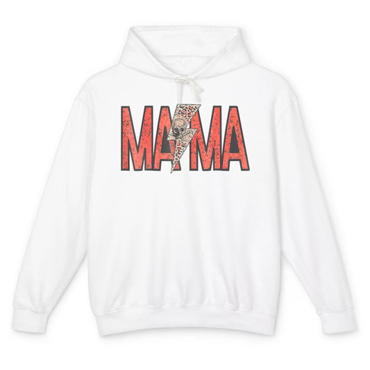 Mama Lightning Bolt Leopard Skull Mothers Day Mom Rocker Unisex Lightweight Hoodie