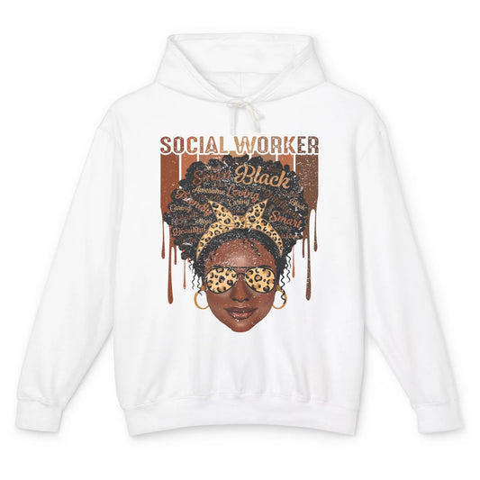 Social Worker Afro Messy Bun African American Social Work Unisex Lightweight Hoodie