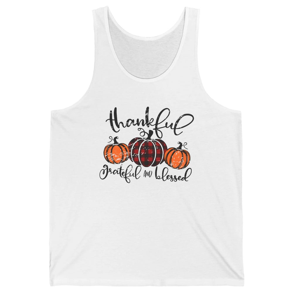 Vintage Grateful Thankful Blessed Pumpkin Fall Thanksgiving Unisex Jersey Tank