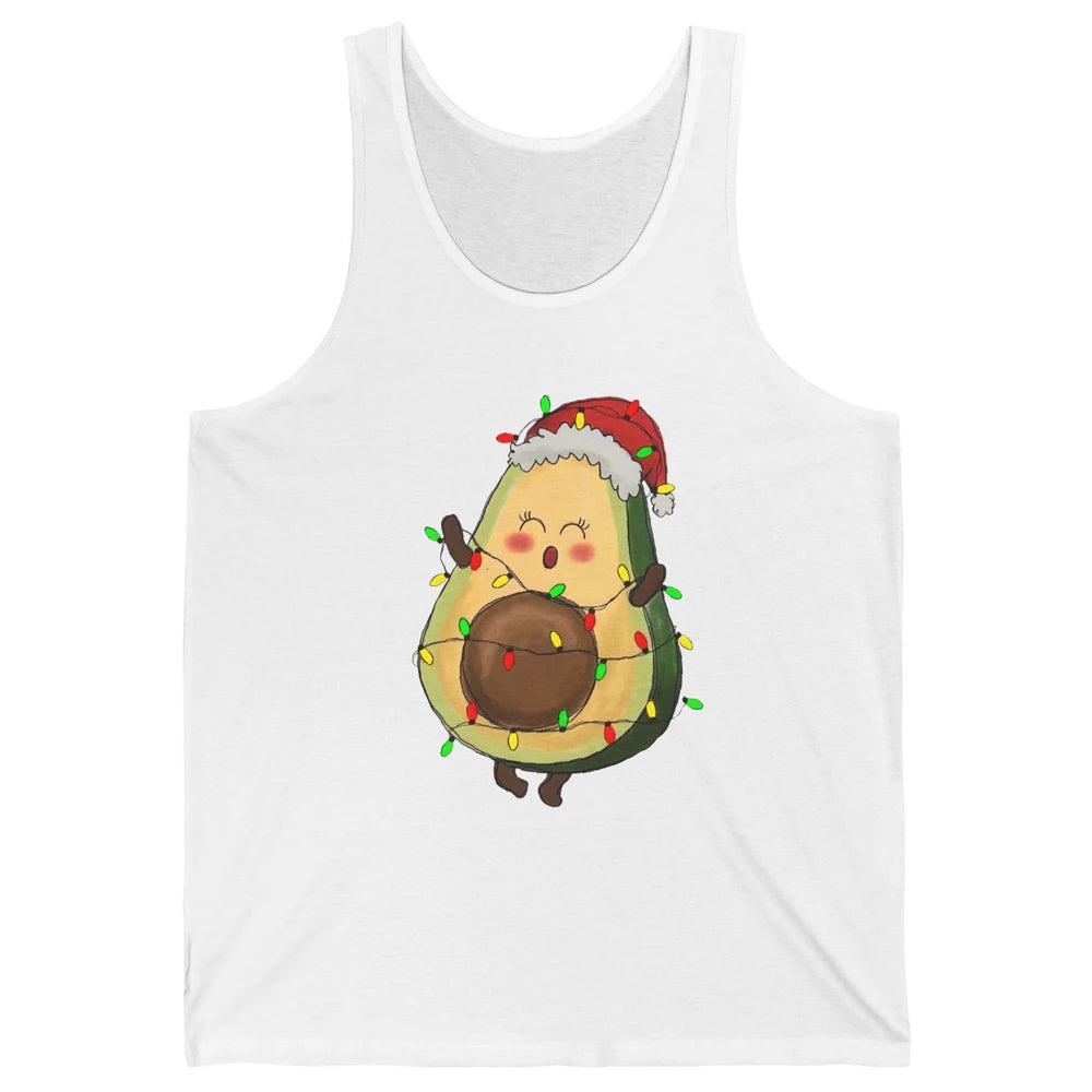 Avocado Santa Cute Avocado Christmas Lights Xmas Vegan Gift Unisex Jersey Tank