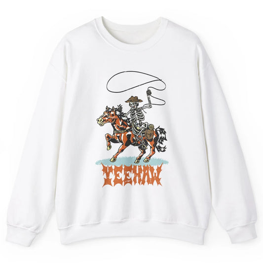 Retro Skeleton Cowboy Yeehaw Western Country Cowgirl Horses Unisex Crewneck Sweatshirt