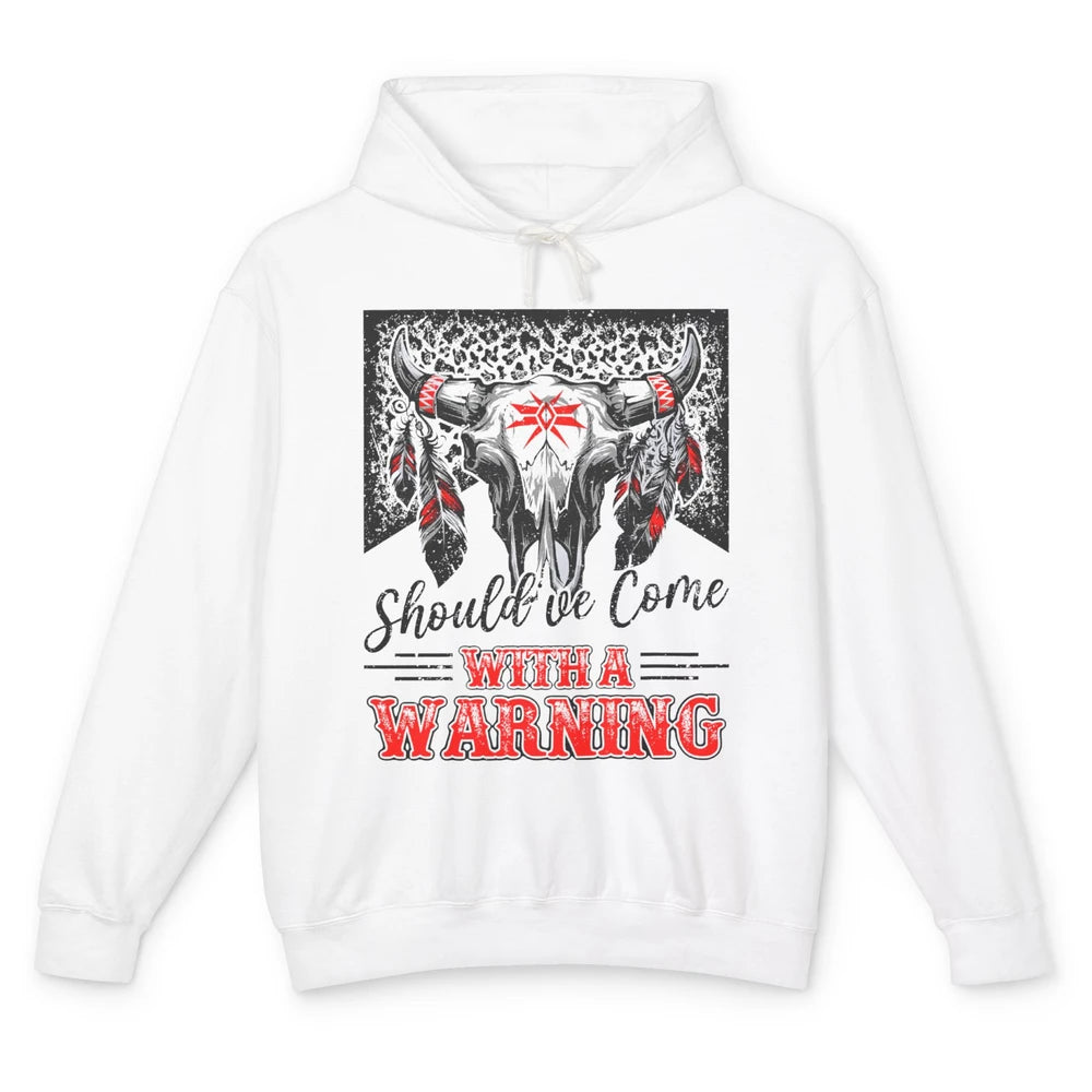 Leopard Bull Skull Should've Come With A Warning Western Unisex Lightweight Hoodie