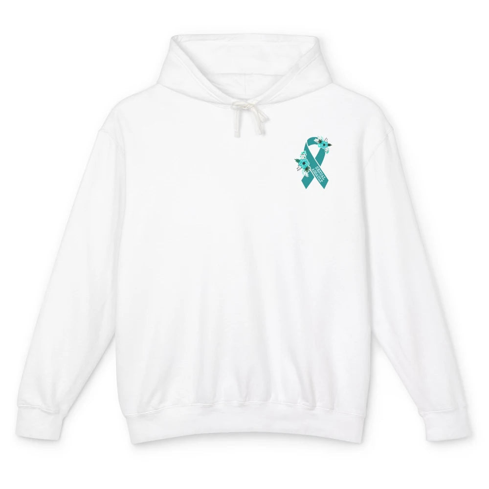 Sexual Assault Awareness Floral Teal Ribbon Awareness Gift Unisex Lightweight Hoodie