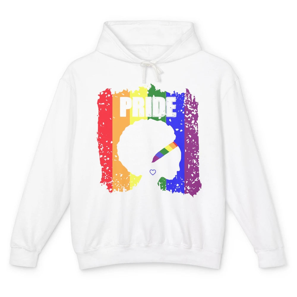 Proud Afro Girl Gay Pride Month Equality Unisex Lightweight Hoodie