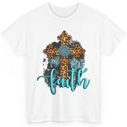 Western Gemstone Leopard Turquoise Cross Faith Jesus God Classic Unisex T-Shirt