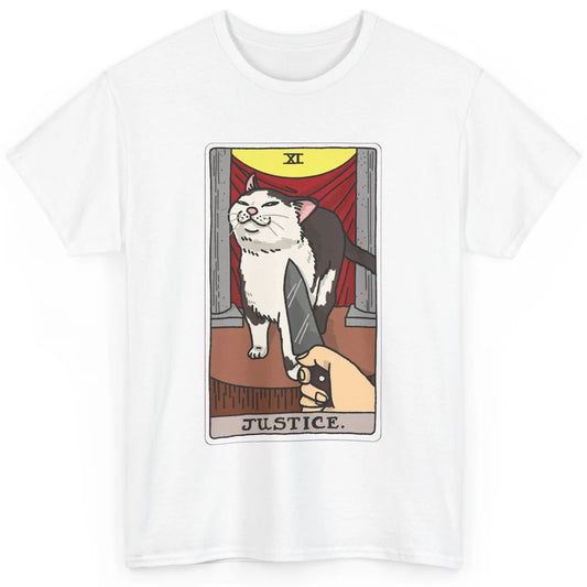 Funny Cat Knife The Justice Tarot Card Cat Meme Classic Unisex T-Shirt