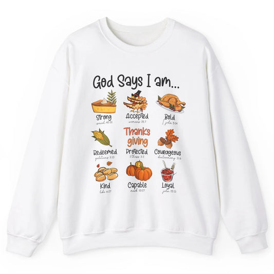 Retro Thanksgiving Turkey God Says I Am Bible Christian Fall Unisex Crewneck Sweatshirt