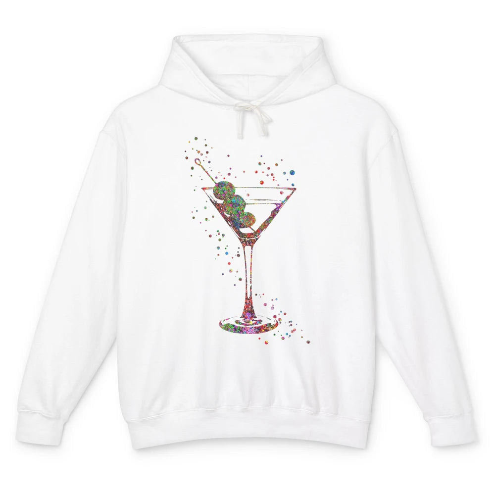 Watercolor Glass Of Martini Cocktails Wine Shot Alcoholic Unisex Lightweight Hoodie