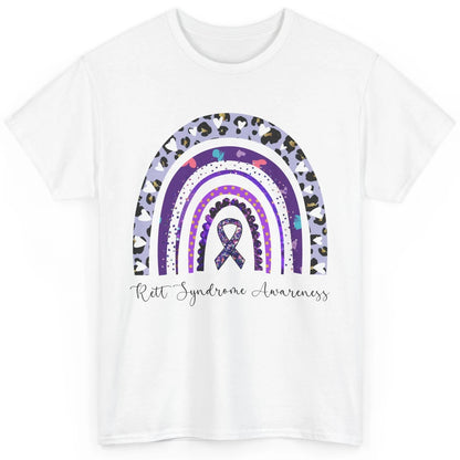 Cystic Fibrosis CF Awareness Leopard Purple Ribbon Rainbow Classic Unisex T-Shirt