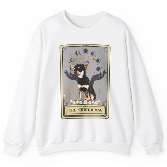 The Chihuahua Tarot Card Black Chihuahua Halloween Dog Mom Unisex Crewneck Sweatshirt