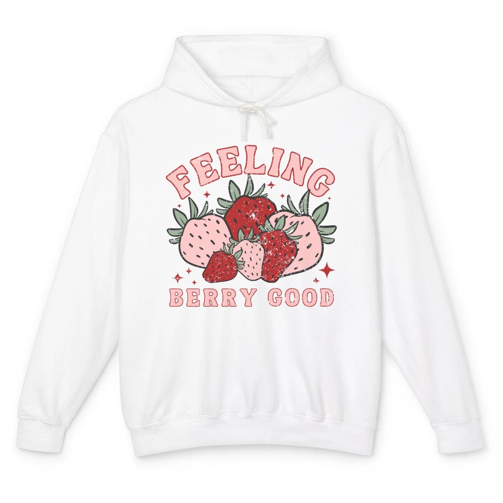 Retro Strawberry Feeling Berry Good Positive Mind Happy Life Unisex Lightweight Hoodie