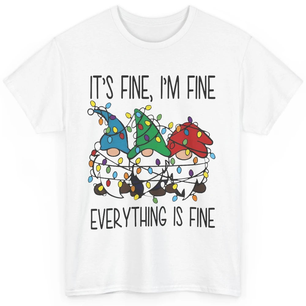 Funny Gnomes Christmas Light I'm Fine Everything's Fine Classic Unisex T-Shirt