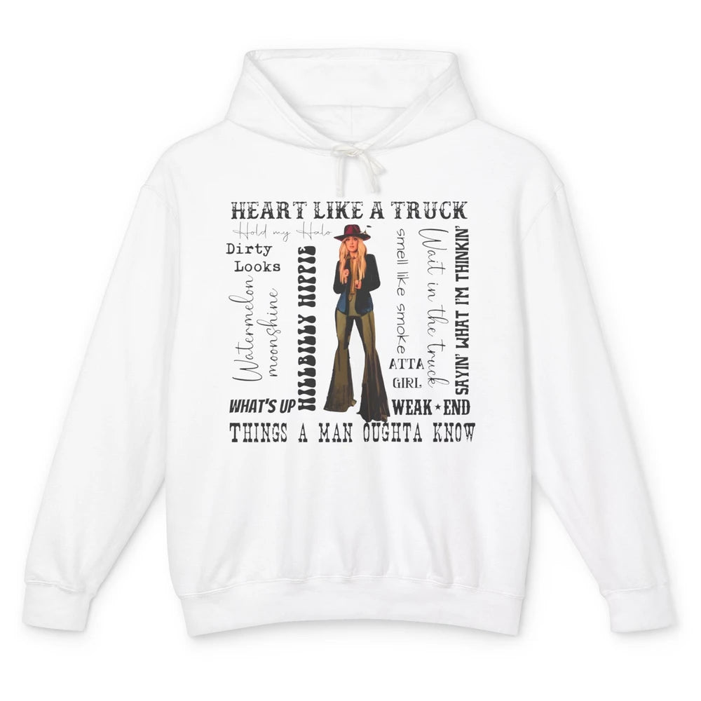 Retro Cowgirl He Said Wait In The Truck Western Country Unisex Lightweight Hoodie