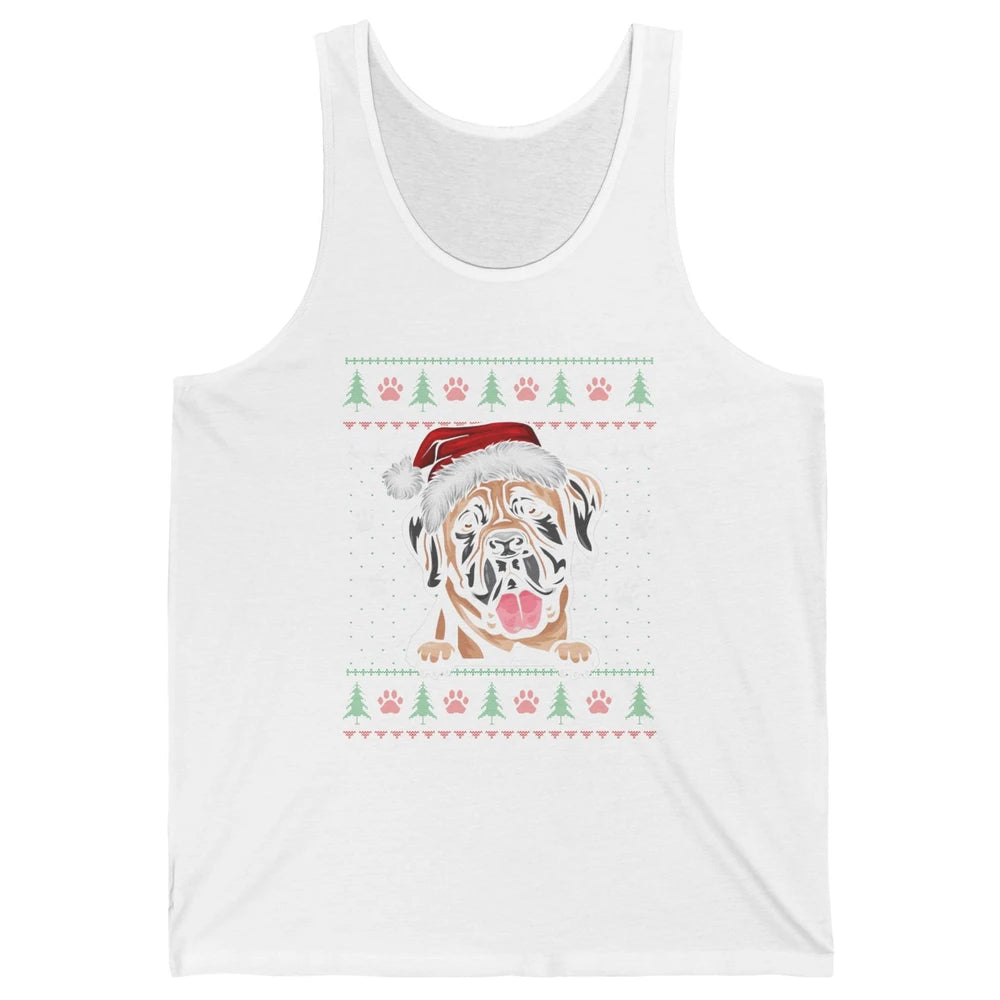 Merry Christmas Cute Santa Hat English Mastiff Dog Ugly Xmas Unisex Jersey Tank