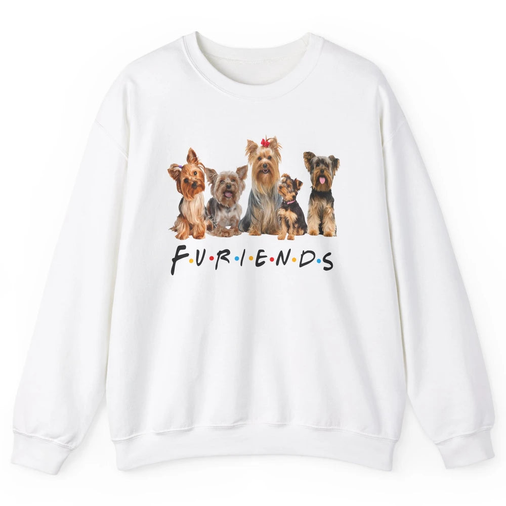 Funny Yorkie Furiends Merry Christmas Hat Yorkshire Terrier Unisex Crewneck Sweatshirt