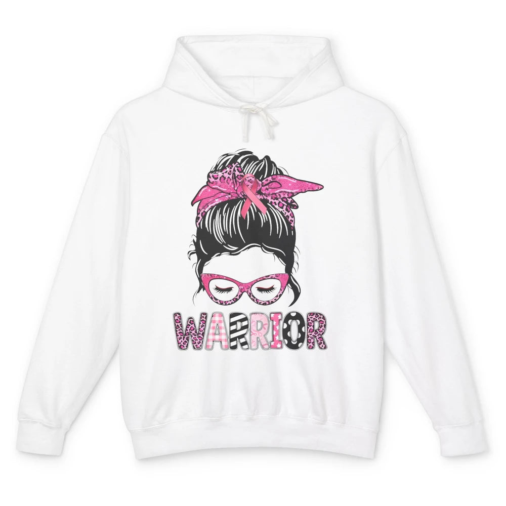 Warrior Fights Cancer Pink Leopard Ribbon Cancer Awareness Unisex Lightweight Hoodie