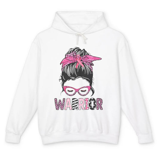 Warrior Fights Cancer Pink Leopard Ribbon Cancer Awareness Unisex Lightweight Hoodie