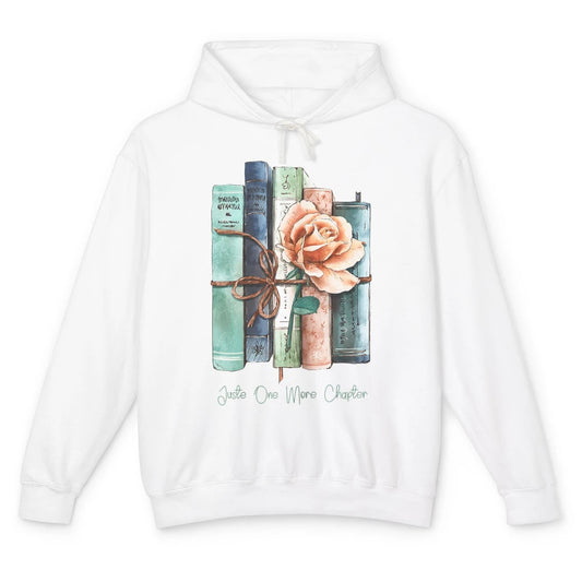 Just One More Chapter Minimalist Floral Book Page Aesthetic Unisex Lightweight Hoodie