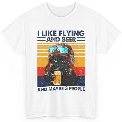 Funny Black Cat Skydiving I Like Flying Beer Maybe 3 People Classic Unisex T-Shirt