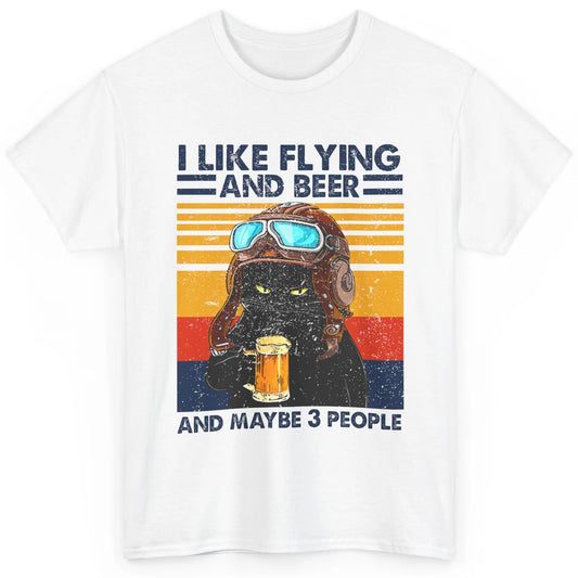 Funny Black Cat Skydiving I Like Flying Beer Maybe 3 People Classic Unisex T-Shirt