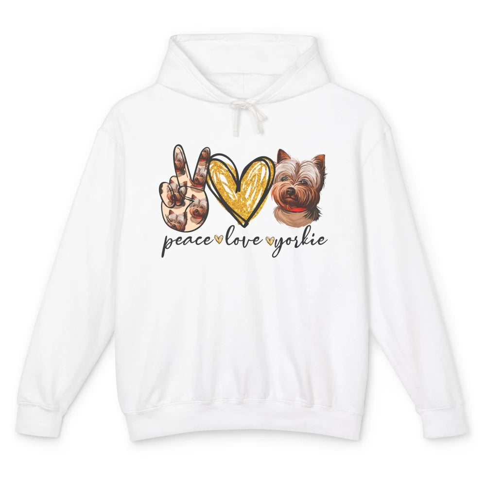 Peace Love Yorkie Dog Lovers Yorkshire Terrier Dad Mom Gift Unisex Lightweight Hoodie