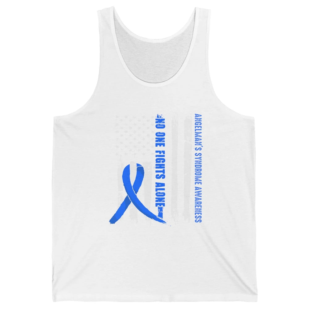 US Flag Angelman's Syndrome Blue Ribbon No One Fight Alone Unisex Jersey Tank