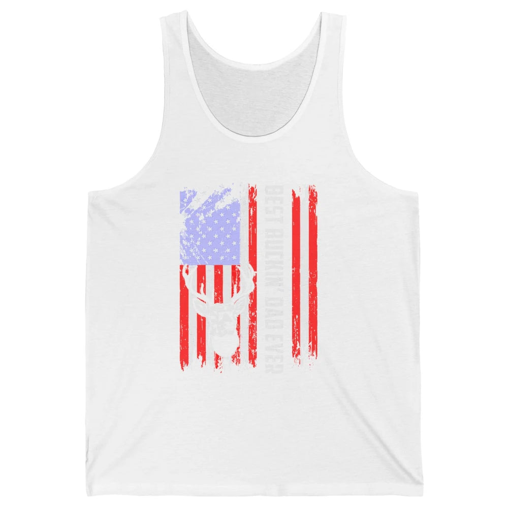 Best Buckin Dad Ever Deer Hunting Bucking US Flag Unisex Jersey Tank